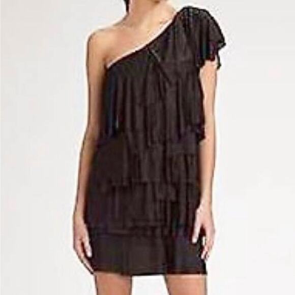 BCBGMaxAzria Single Shoulder Jersey Knit Layered Black Mini Dress XS - Picture 1 of 5
